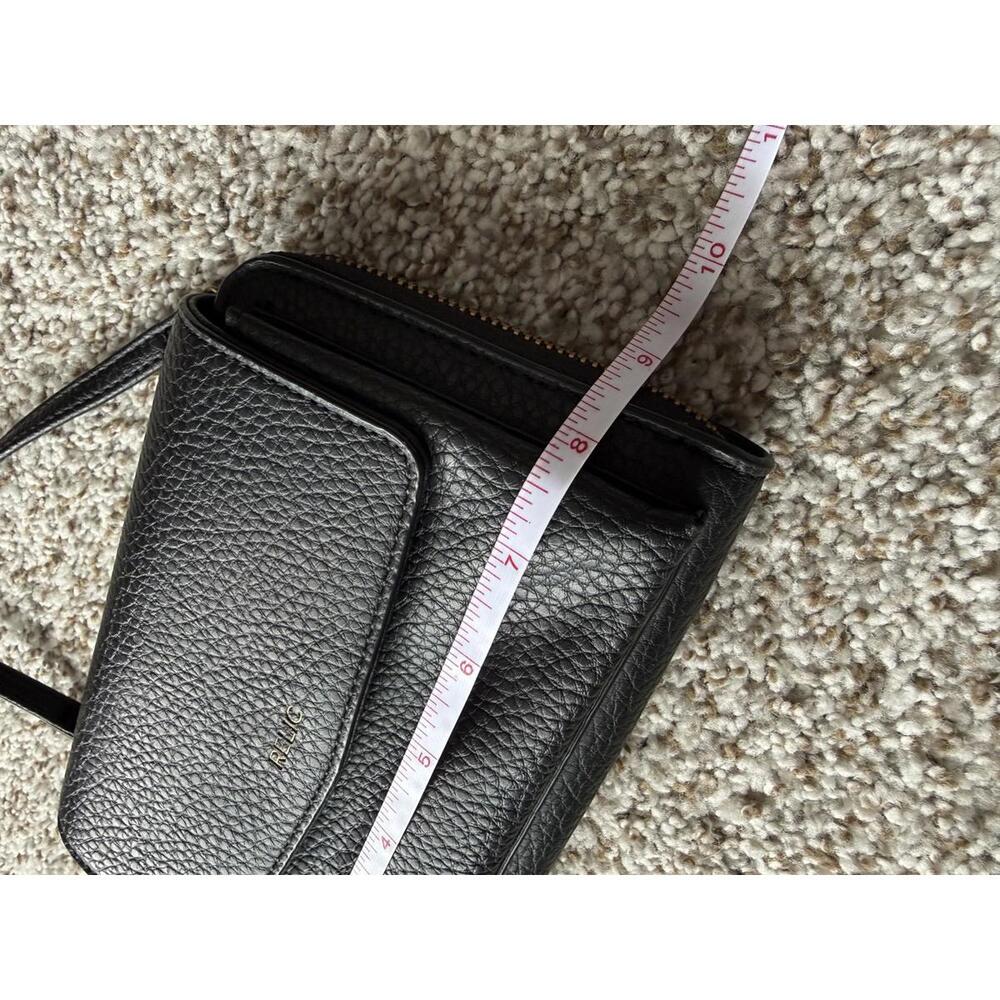 Black Relic Vegan Leather Textured Classic Designer Crossbody Bag - Picture 5 of 7